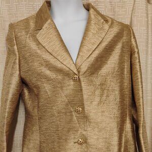 Dana Buchman Gold Silk/Wool Jacket in perfect condition. Size 14